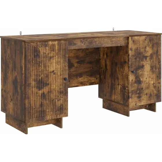 vidaXL Røget Eg Konstrueret Træ Skrivebord 142,5 x 50 x 75 cm