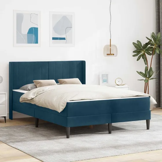 vidaXL Sengeramme med Madras Blå 120 x 190 cm Fløjl