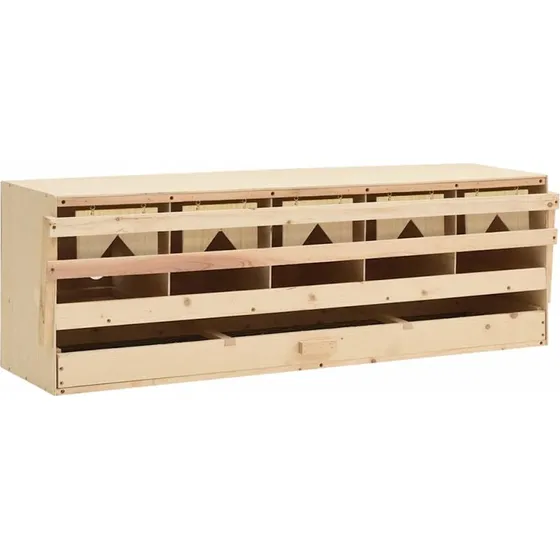 vidaXL Redekasse til høns 5 rum, 117x33x38 cm, massivt fyrretræ