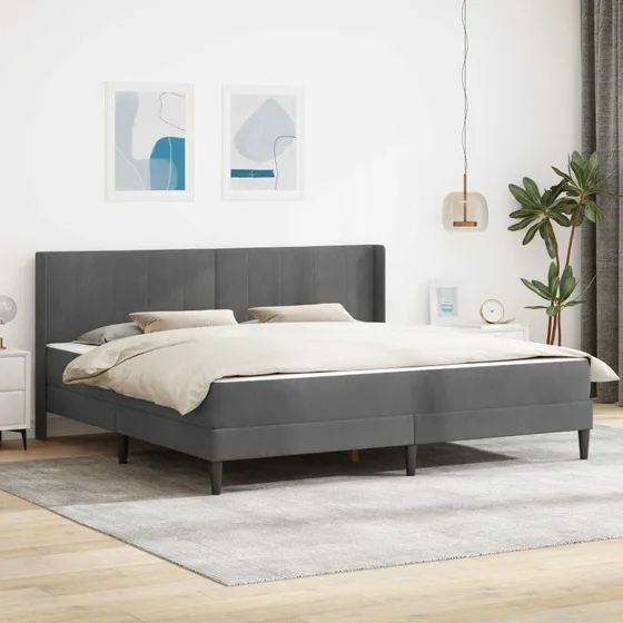 vidaXL Sengeramme med Madras Mørkegrå 180x200 cm Fløjl