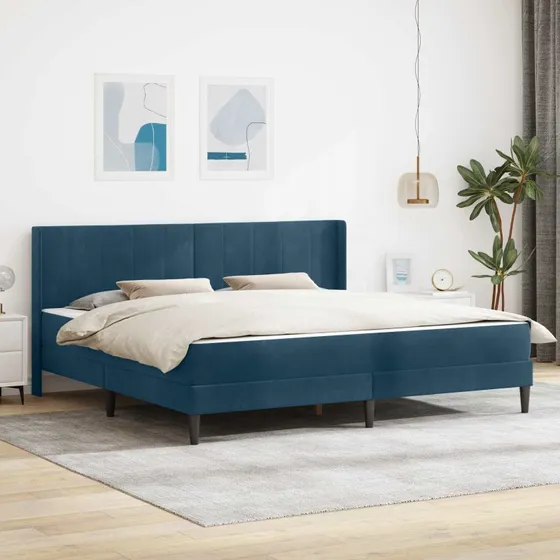 vidaXL Sengeramme med Madras og Hovedgærde, Blå, 180 x 200 cm