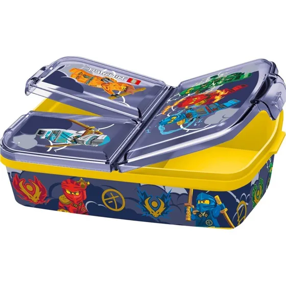 Lego Ninjago Madkasse med 3 rum – Blå og gul, BPA-fri plast, 4+