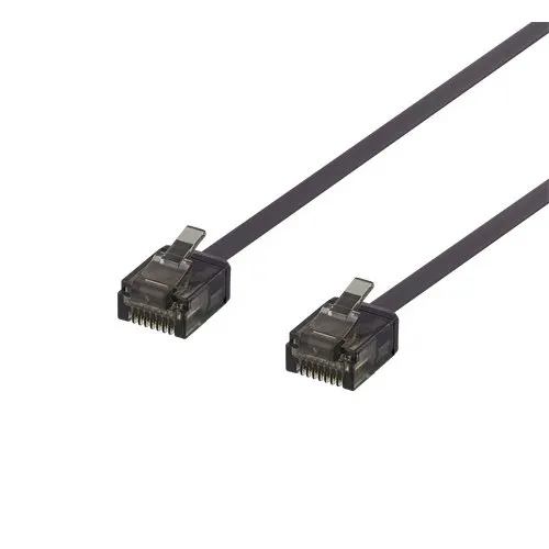 DELTACO Cat6a Flat Patchkabel 15cm Sort