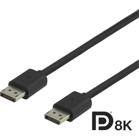DELTACO DP8K-1010 DisplayPort-kabel 1m, 8K, DP 1.4, sort