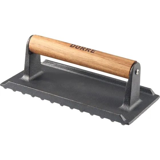 Dorre Griffin Grillpresse i støbejern, 20x10 cm, træhåndtag