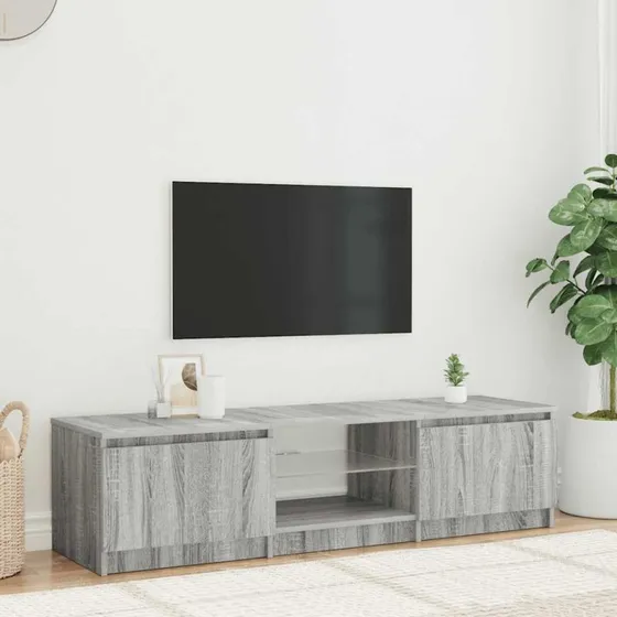 vidaXL tv-bord 140x40x36 cm grå sonoma-eg med LED-lys