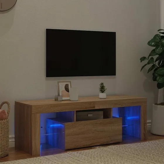 vidaXL Tv-bord med LED-lys 120x35x40 cm Sonoma-eg