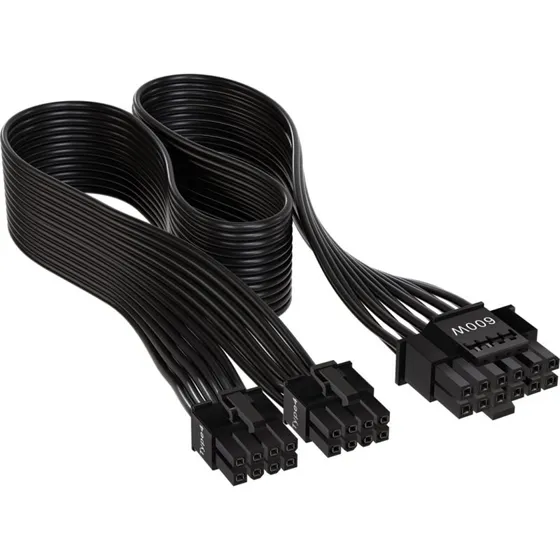 Corsair 12VHPWR til 2x 8-pin PCIe, sort, flad, op til 600 W