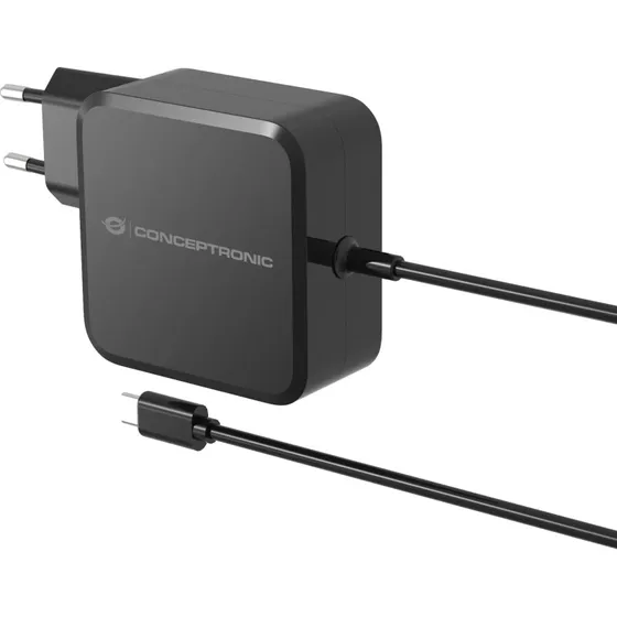 Conceptronic OZUL05BE 100W USB-C Vægoplader, Sort