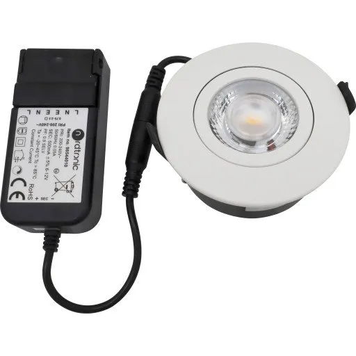 Nordtronic Low Profile Flexible G2, indbygningsspot, Ø7,5 cm, hvid, DTW
