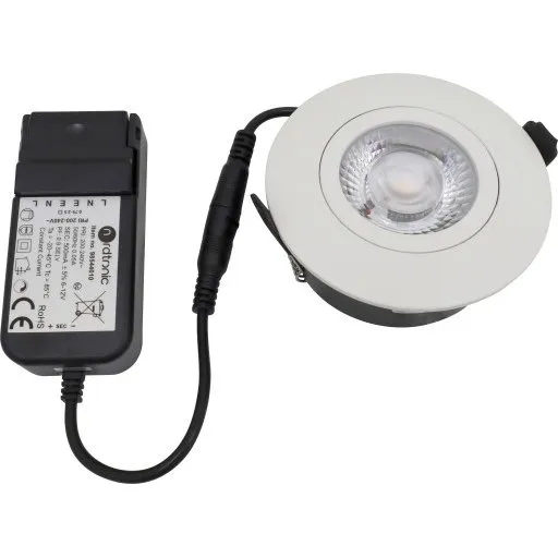 Nordtronic Low Profile Flexible indbygningsspot, 8,3 cm, hvid, 3000K