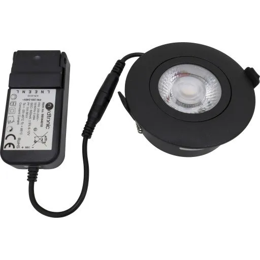 Nordtronic Low Profile Flexible indbygningsspot, Ø8,3 cm, CTW, sort