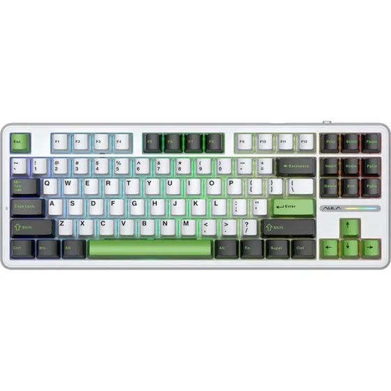 AULA F87 GrayWood V3 TKL RGB Mekanisk Gaming Tastatur - Grøn