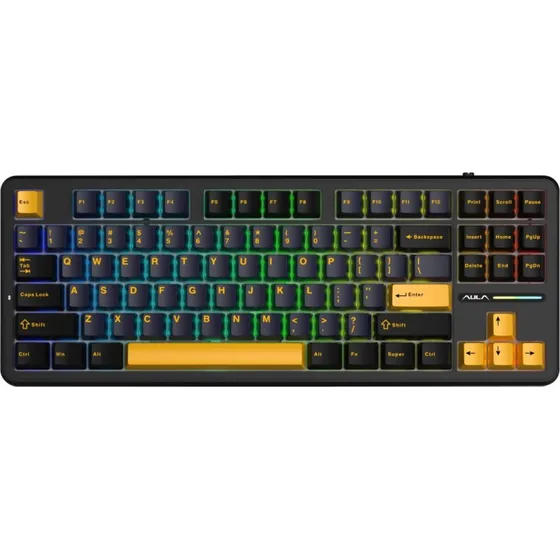 AULA F87 GrayWood V3 TKL Mekanisk Gaming Tastatur - Thunder Black