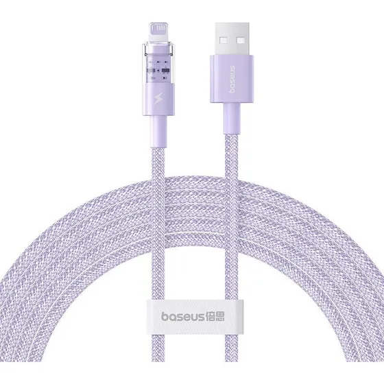 Baseus Gem USB til iPhone 2 m, lilla, hurtig opladning 2,4 A