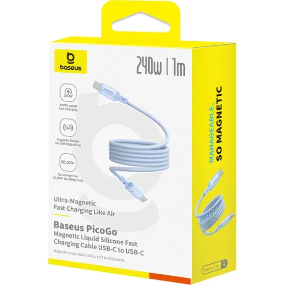 Baseus PicoGo Magnetisk USB-C Opladerkabel 240W, 1m, Blå