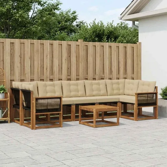 vidaXL Udendørs Sofagruppe 8 pcs Naturlig/Beige