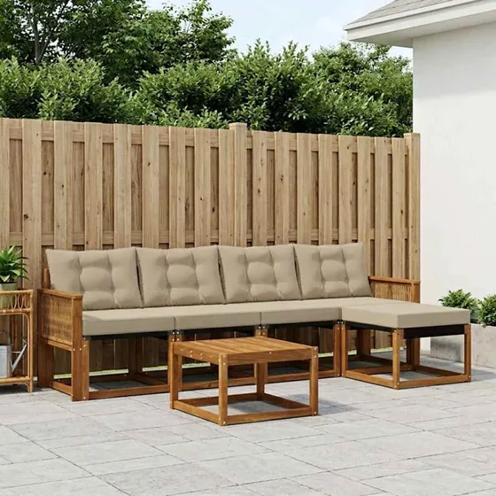 vidaXL Udendørs Sofagruppe 6 pc Naturlig/Beige
