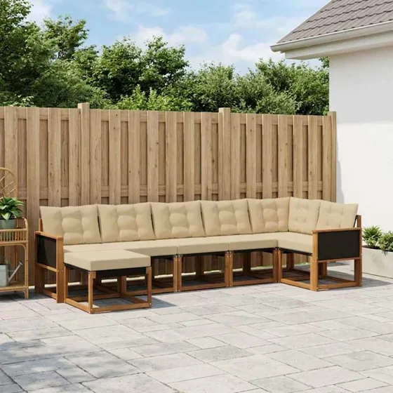 vidaXL Udendørs Sofagruppe 7 stk Naturlig/Beige