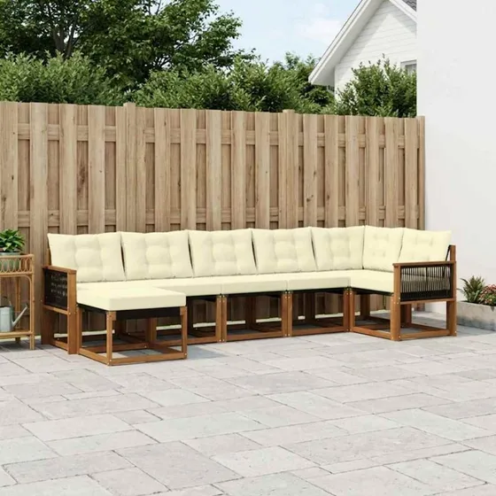 vidaXL Udendørs Sofagruppe 7 pc Naturlig/Fløde