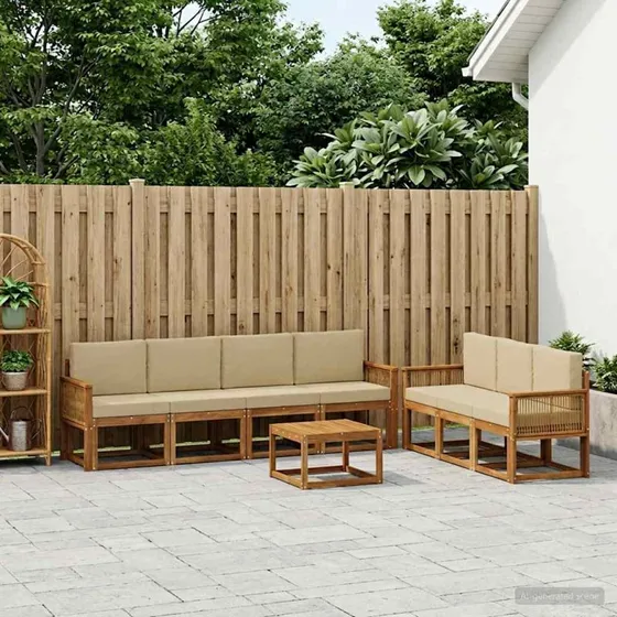 vidaXL Udendørs Sofagruppe 8 dels Naturlig & Beige