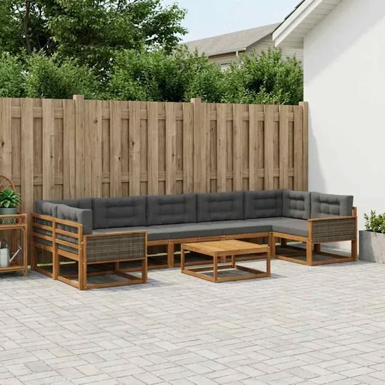 vidaXL Udendørs Sofagruppe 8 dels Naturlig & Antracit
