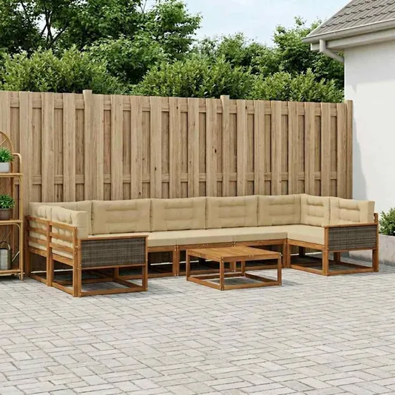 vidaXL Udendørs Sofagruppe 8 dels Naturlig & Beige