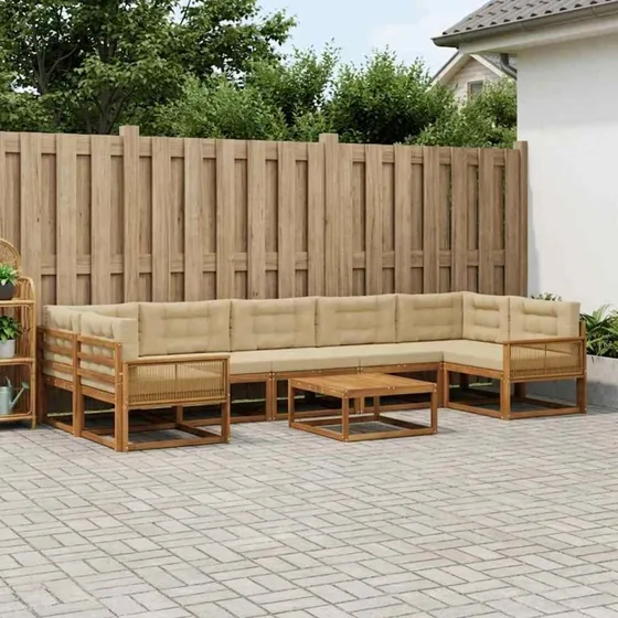 vidaXL Udendørs Sofagruppe 8 dels Naturlig & Beige