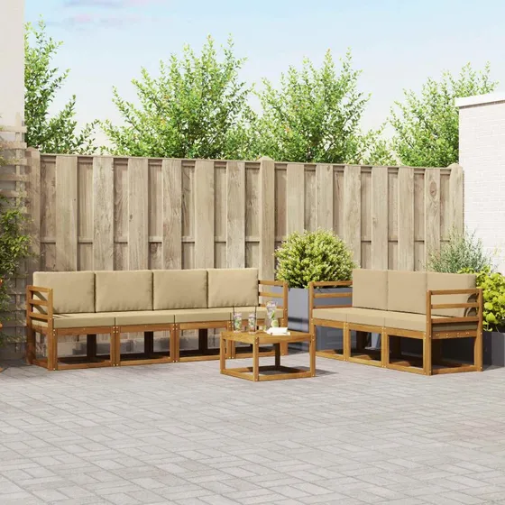 vidaXL Udendørs Sofagruppe 8 dels Naturlig/Beige