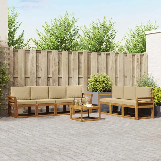vidaXL Udendørs Sofagruppe 8 dels Naturlig/Beige