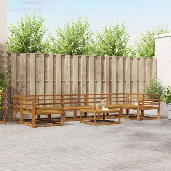 vidaXL Udendørs Sofagruppe 8 pcs Naturfarvet Massivt Akacietræ