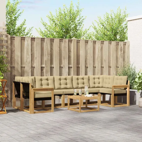 vidaXL Udendørs Sofagruppe 8 pcs Hvid og Beige