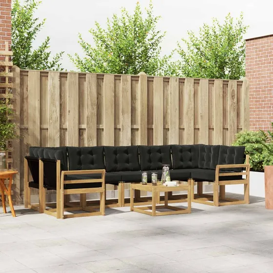 vidaXL Udendørs Sofagruppe 8 pcs Hvid og Sort