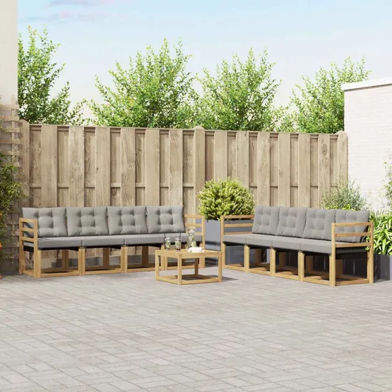 vidaXL Udendørs Sofagruppe 9 pcs Hvid og Lysegrå