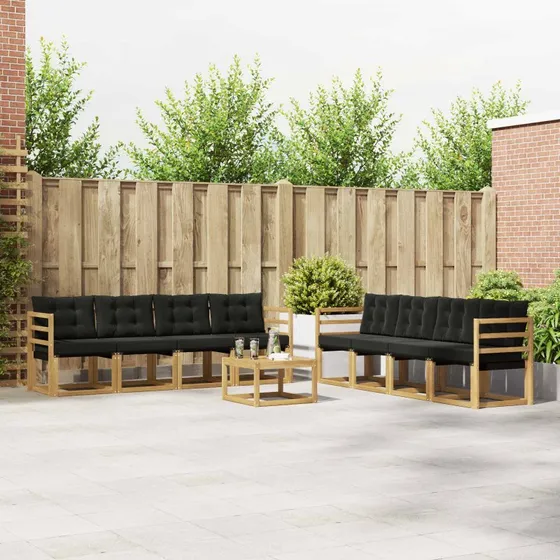 vidaXL Udendørs Sofagruppe 9 pcs Hvid og Sort