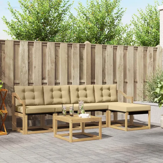 vidaXL Udendørs Sofagruppe 6 pc Hvid og Beige