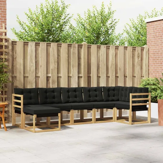 vidaXL Udendørs Sofagruppe 7 pcs Hvid og Sort