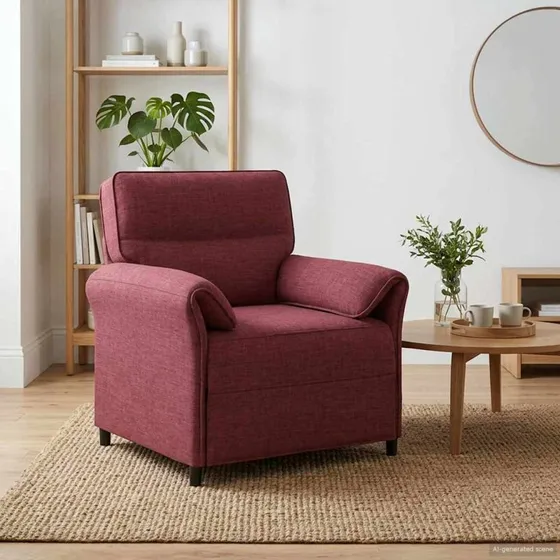 vidaXL Sofa 100% Polyester Metalramme MDF, Krydsfinér, Vinrød (70 cm)