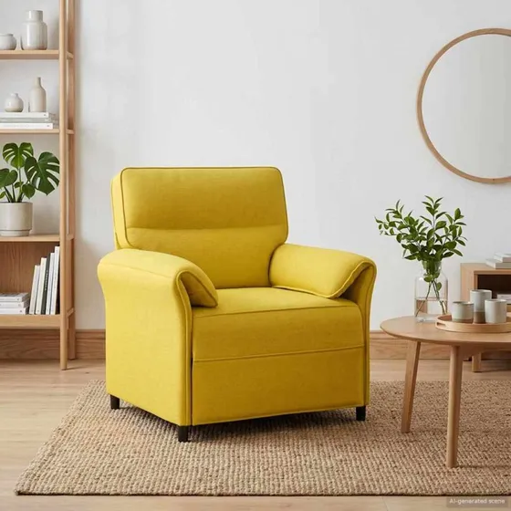 vidaXL Sofa 100% Polyester Metalramme MDF, Krydsfinér, Lysegul