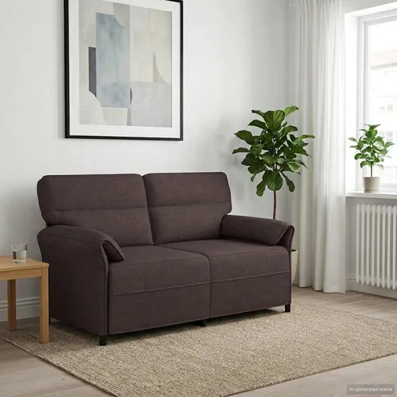 vidaXL 2-sæder Mørkebrun Sofa 140 cm, 100% Polyester, Metalramme, MDF