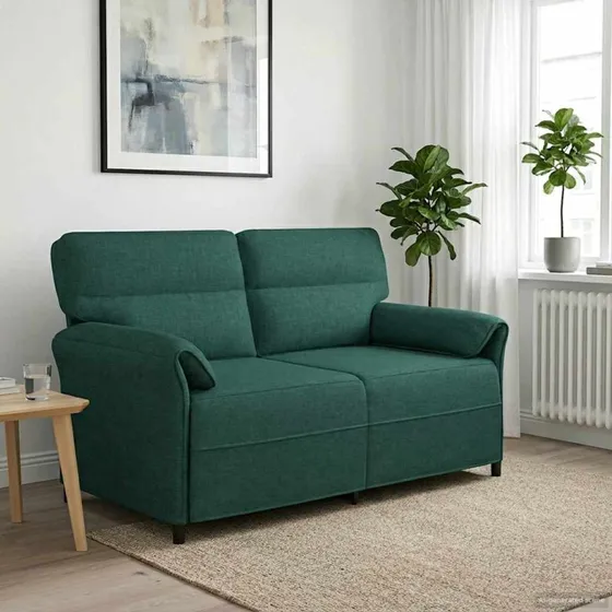 vidaXL 2-sæder Mørkegrøn Sofa 140 cm 100% Polyester Metalramme MDF