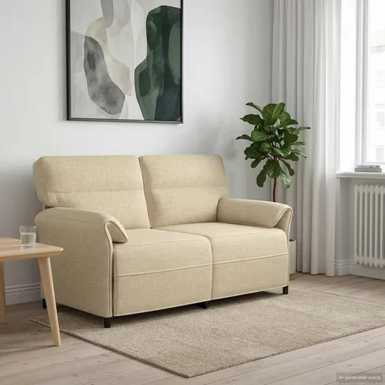 vidaXL 2-sæder Sofa, cremefarvet, 140 cm, 100% polyester, metalramme, MDF, krydsfinér