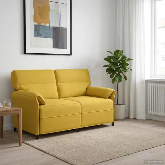 vidaXL 2-sæder Sofa 100% Polyester, Metalramme, Krydsfinér, Lysegul