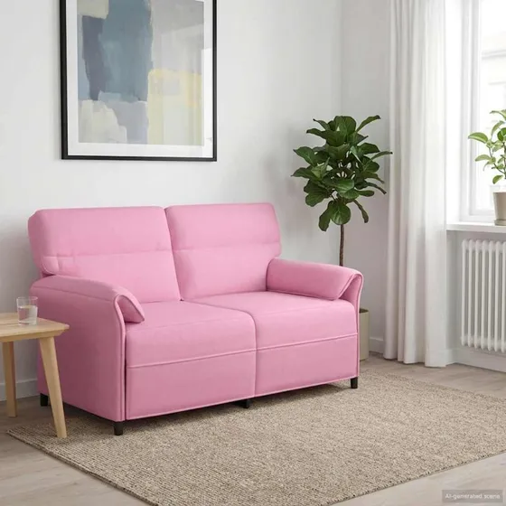 vidaXL 2-sæder Lyserød Sofa 140 cm, 100% Polyester, Metalramme, MDF