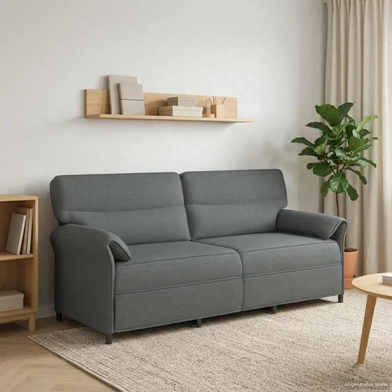 vidaXL 3-personers Sofa Mørkegrå, 100% Polyester, Metalramme, MDF, Krydsfinér