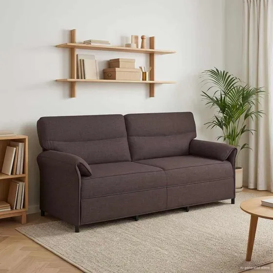 vidaXL 3-personers Sofa Mørkebrun, 100% Polyester, Metalramme & MDF
