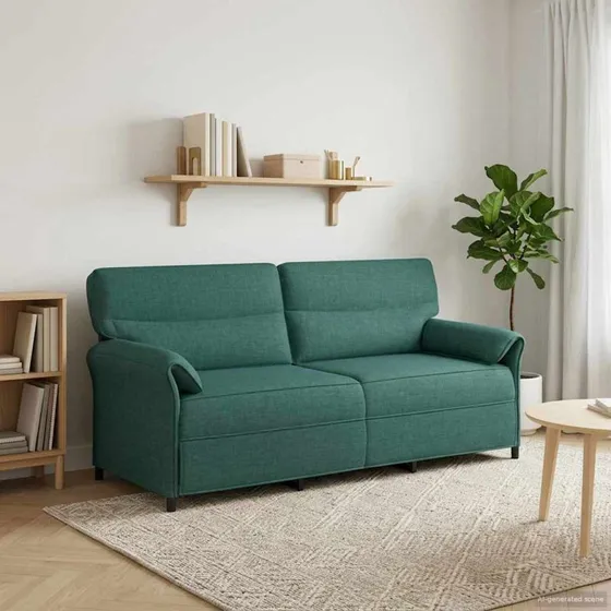 vidaXL 3-personers Sofa 100% Polyester, MDF, Krydsfinér, Mørkegrøn
