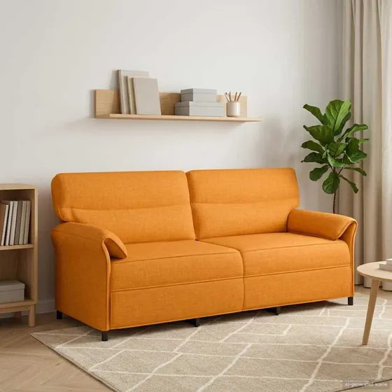 vidaXL 3-personers Sofa 100% Polyester, MDF, Krydsfinér, Mørkegul