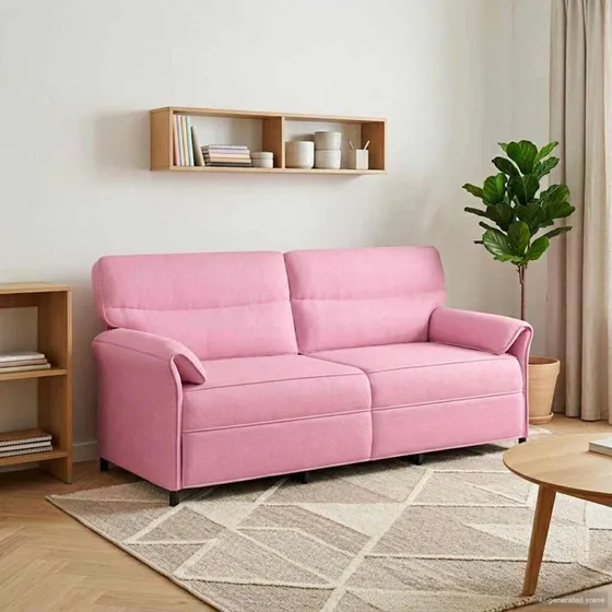 vidaXL 3-personers Sofa 100% Polyester, Metalramme, MDF, Lyserød