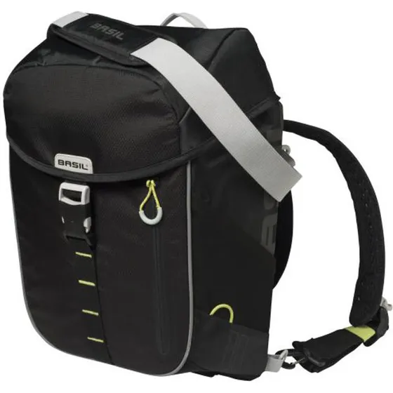 Basil Miles Daypack 17L - Vandtæt rygsæk og taske, Black/Lime